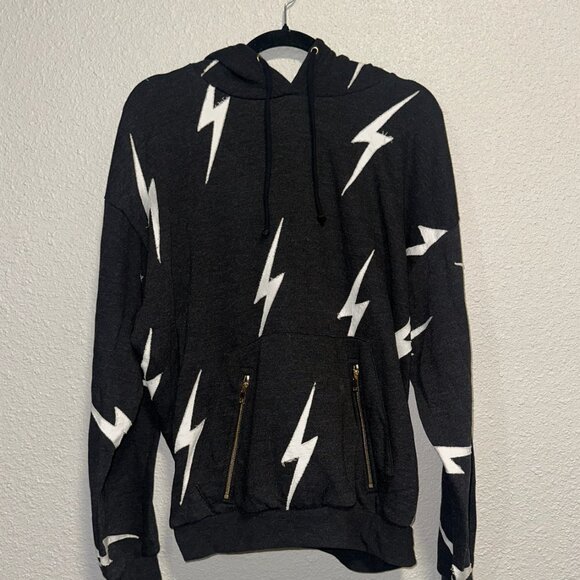 Aviator Nation Black Hoodie with White Lightning bolts (L) - Picture 7 of 9